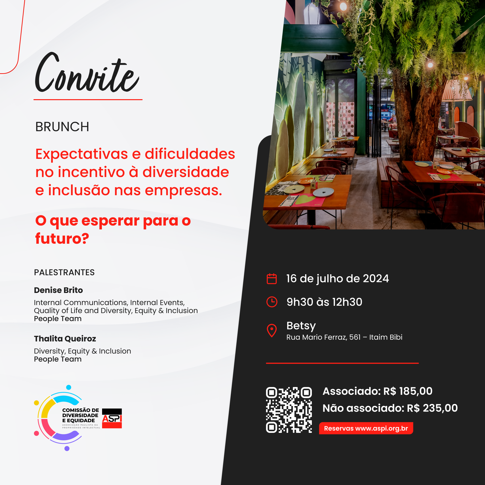 Boletim 07/2024 – Convite Brunch: Comissão de Diversidade e Equidade