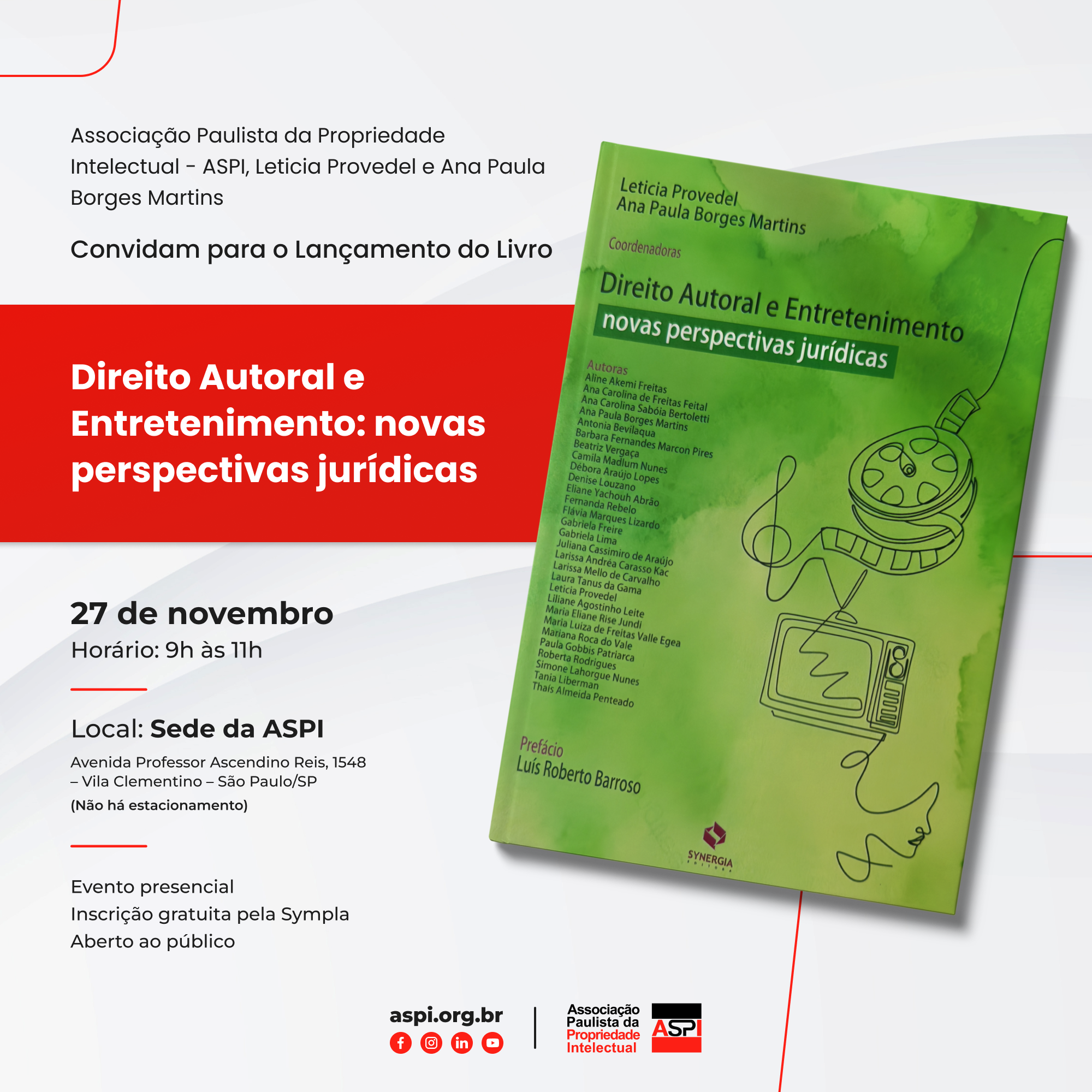 Boletim 12/2024 – Lançamento do Livro “Direito Autoral e Entretenimento: novas perspectivas jurídicas”